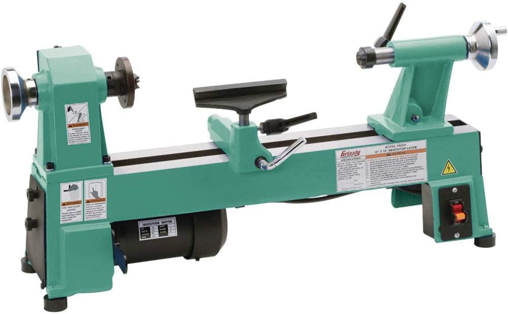 "Paste colored midi lathe Grizzly-H8259 in a white background"